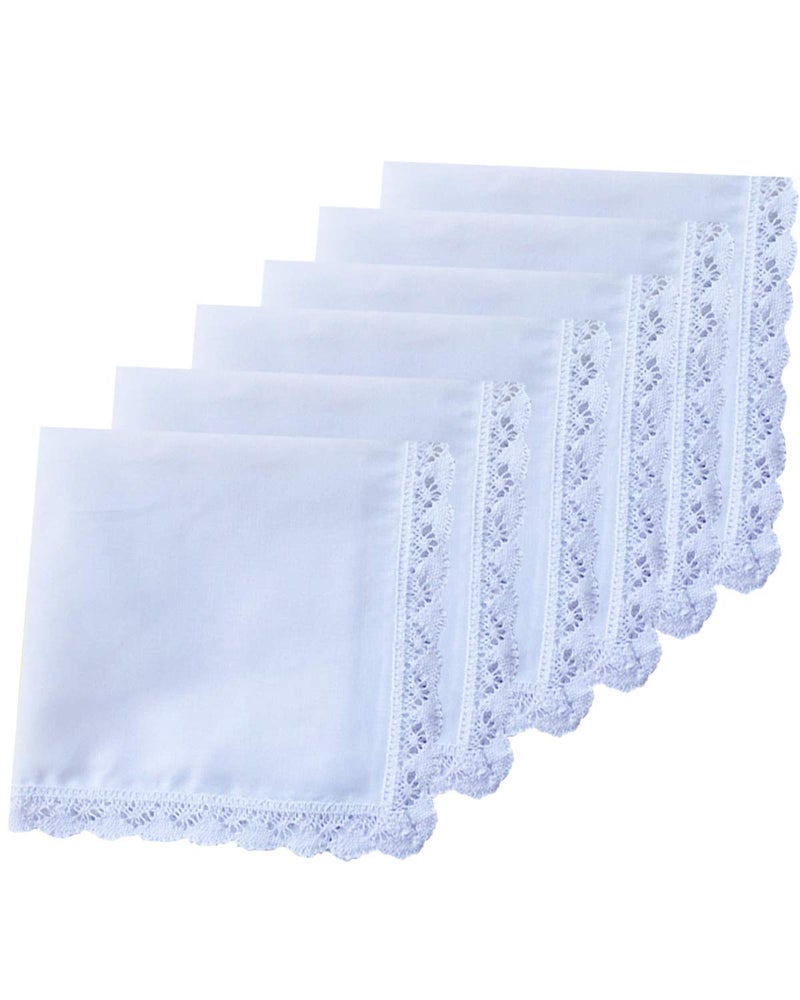 MemoryHanky Ladies Bridal Wedding Crochet Lace Handkerchiefs 60s Cotton Hankies Size 11.8" - Image 2